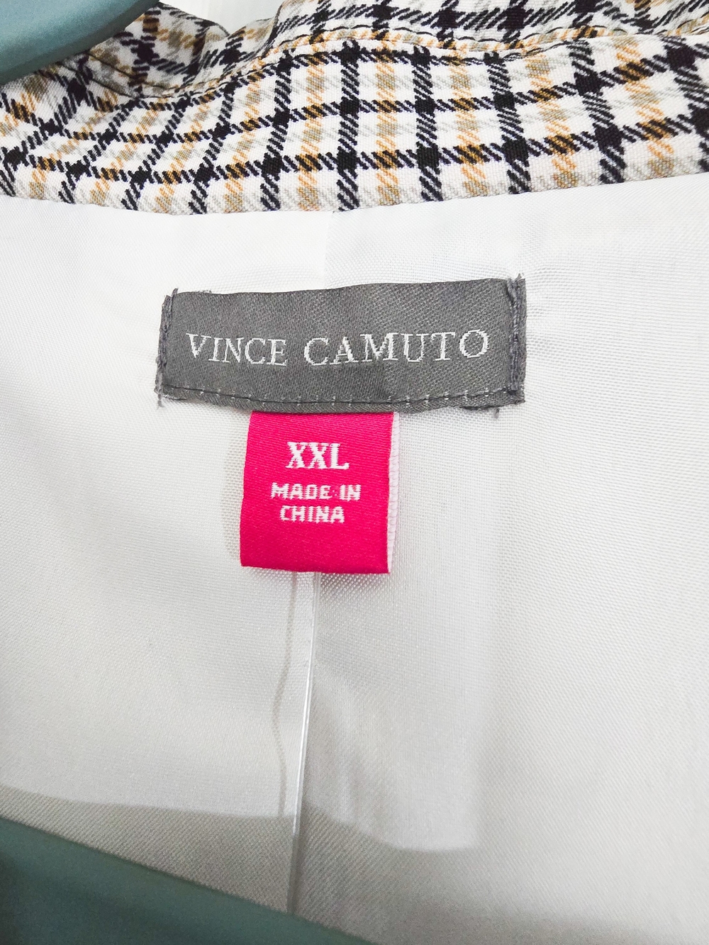 Vince Camuto Plaid Blazer XXL Brown Black Cream Stretch One Button NWT - Picture 3 of 10